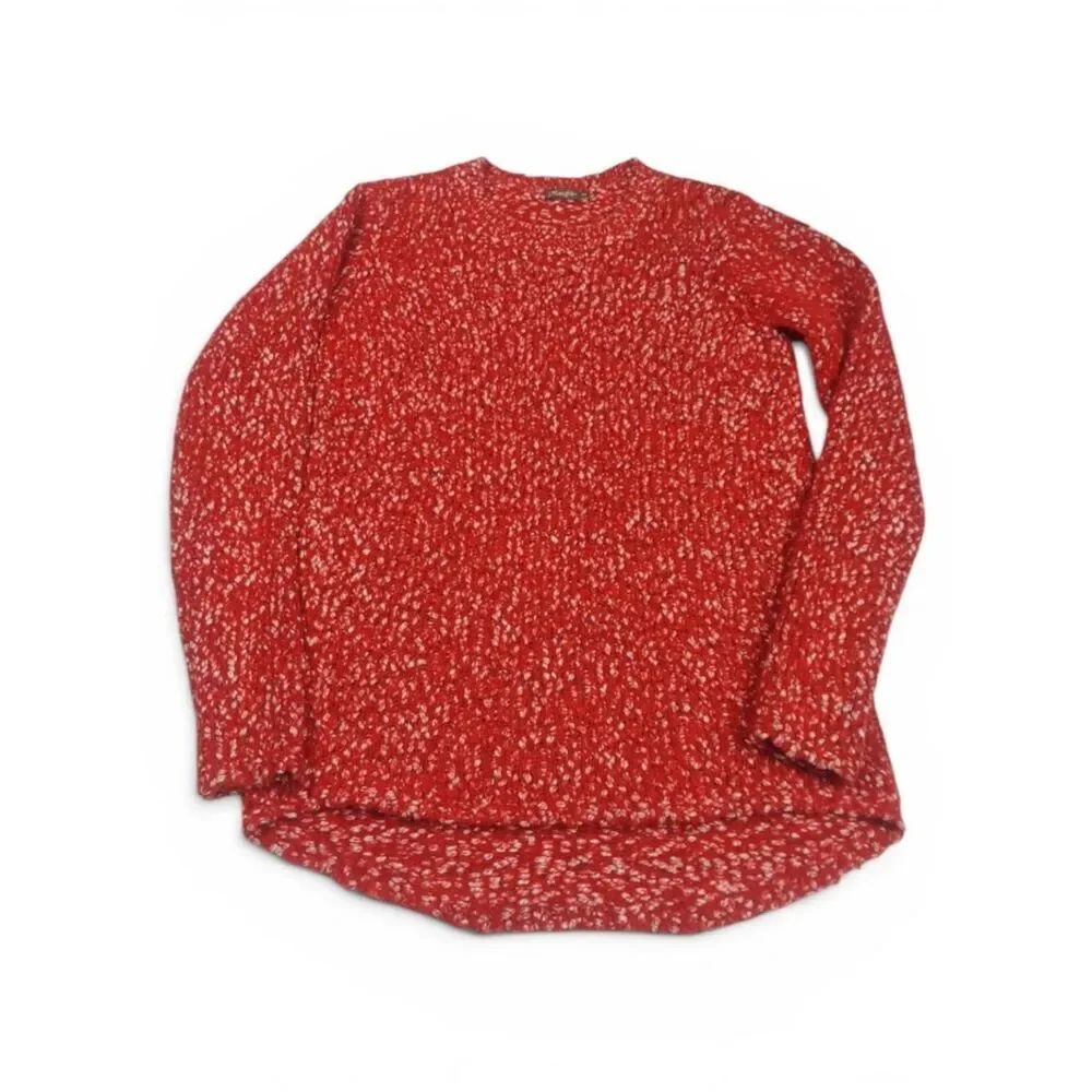 J.McLaughlin Tunic Sweater Red Marled Crew Neck Slouchy Knit Comfort Pullover XS
